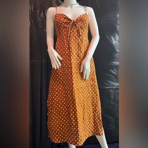 Polka Dot Midi Dress in Brown